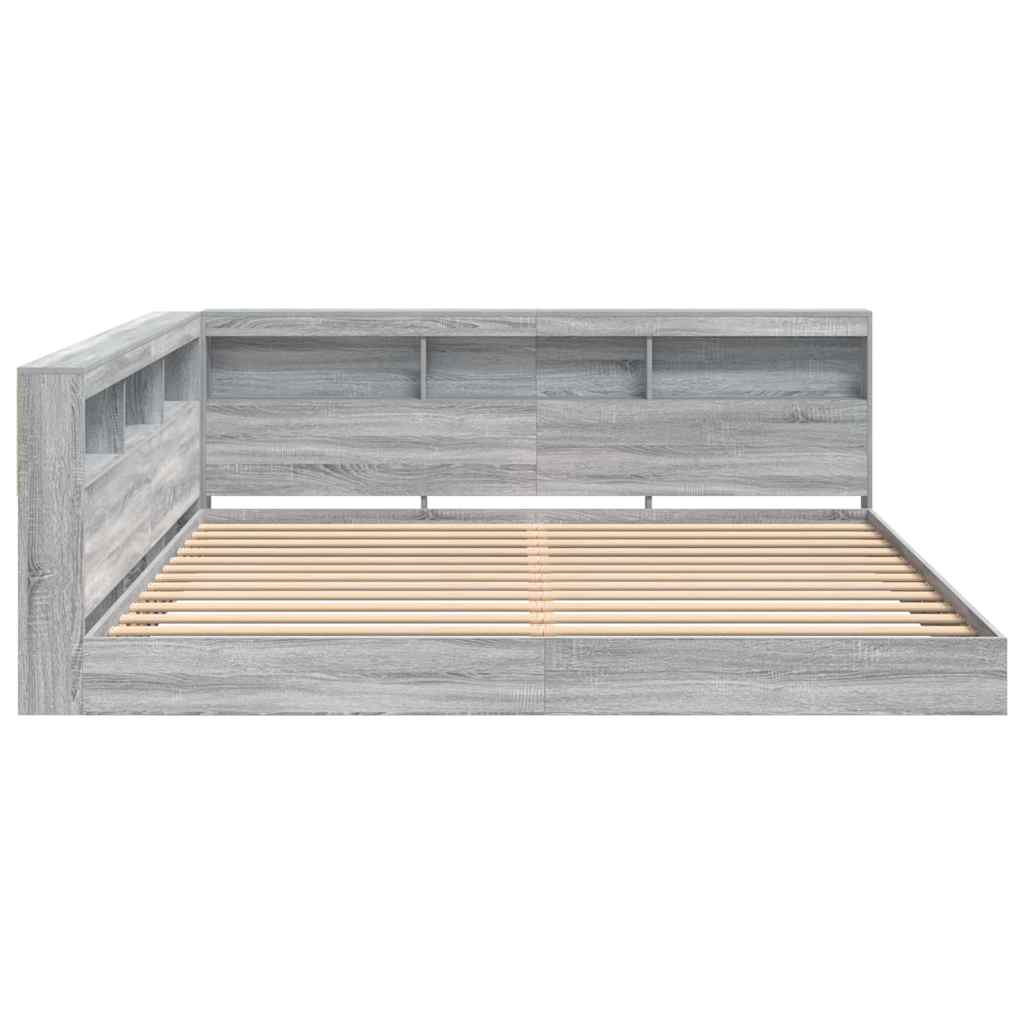 Bookcase Bed Grey sonoma 180 x 200 cm Engineered wood