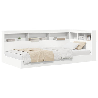 Bookcase Bed with Headboard White 90 x 190 cm Engineered wood
