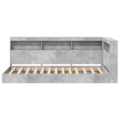 Bookcase Bed Concrete Grey 75 x 190 cm Engineered wood