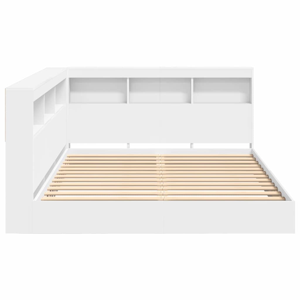 Bookcase Bed with Headboard White 135 x 190 cm Engineered wood
