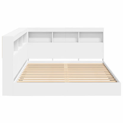 Bookcase Bed with Headboard White 135 x 190 cm Engineered wood