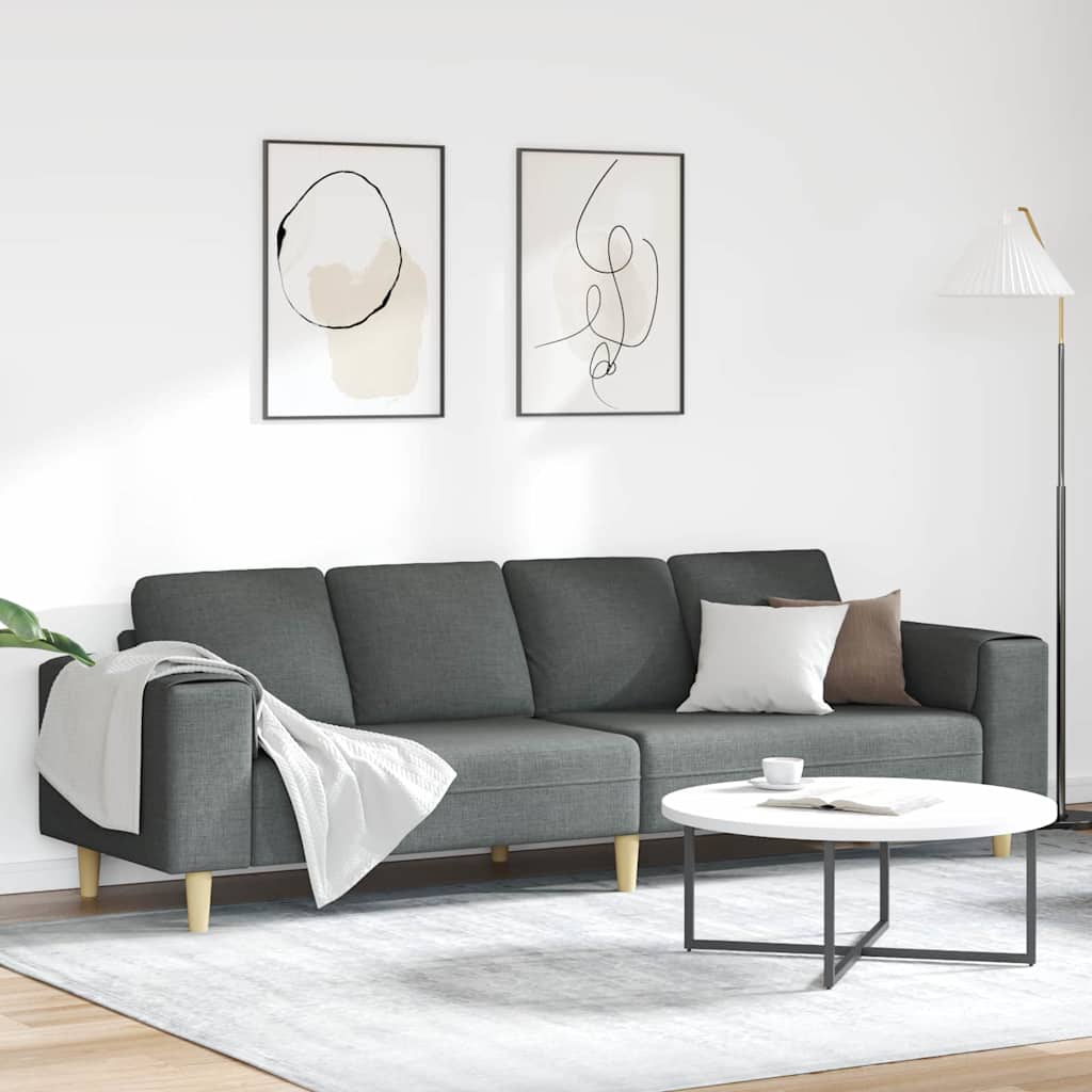 Living Room Couch Dark Grey 250 x 77 x 76 cm Polyester