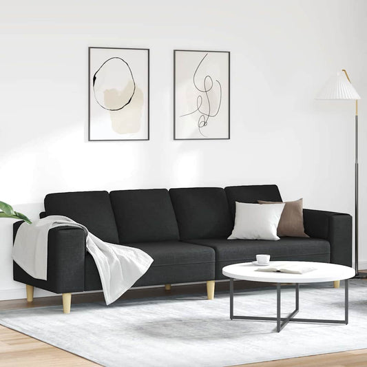 Living Room Couch Black 250 x 77 x 76 cm Polyester