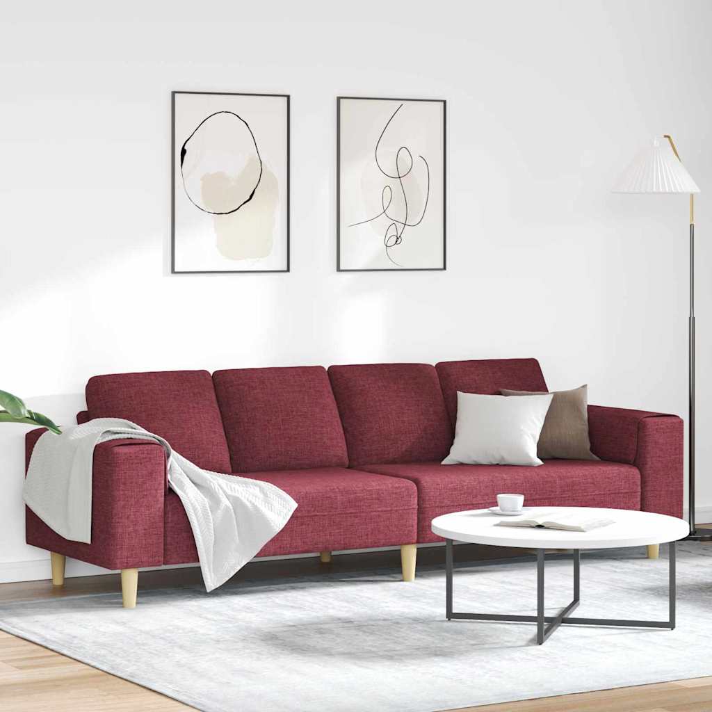 Living Room Couch Wine Red 250 x 77 x 76 cm Polyester