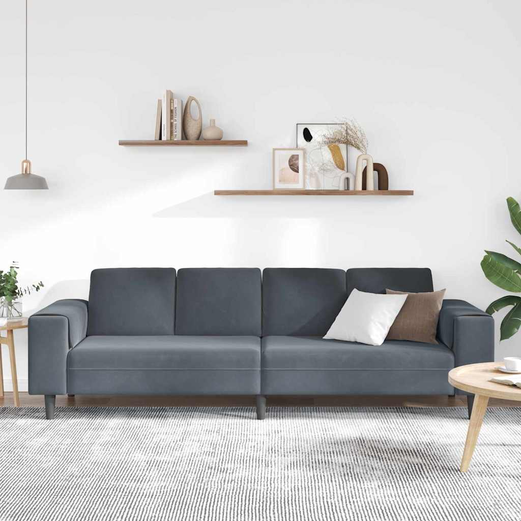 Living Room Couch Dark Grey 250 x 77 x 76 cm