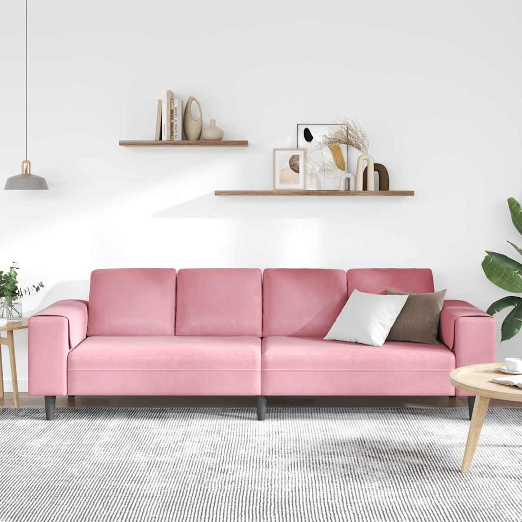 Living Room Couch Pink 250 x 77 x 76 cm