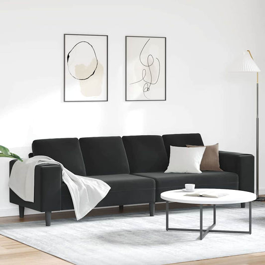 Living Room Couch Black 250 x 77 x 76 cm