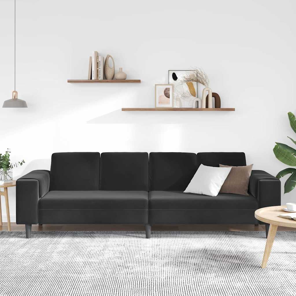 Living Room Couch Black 250 x 77 x 76 cm