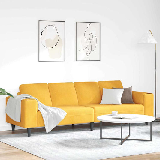 Sofa with Cushion Light Yellow 250 x 77 x 76 cm Corduroy Fabric