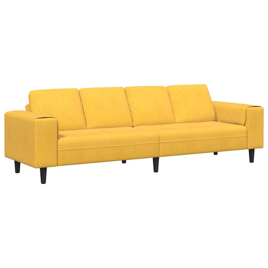 Sofa with Cushion Light Yellow 250 x 77 x 76 cm Corduroy Fabric