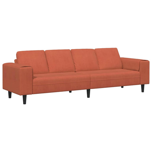 Sofa with Cushion Red Orange 250 x 77 x 76 cm Corduroy Fabric