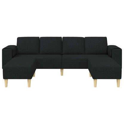 Living Room Couch 3 pcs Black Polyester