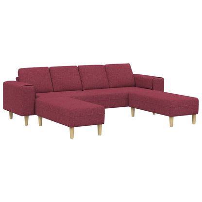 Living Room Couch 3 pcs Wine Red Polyester