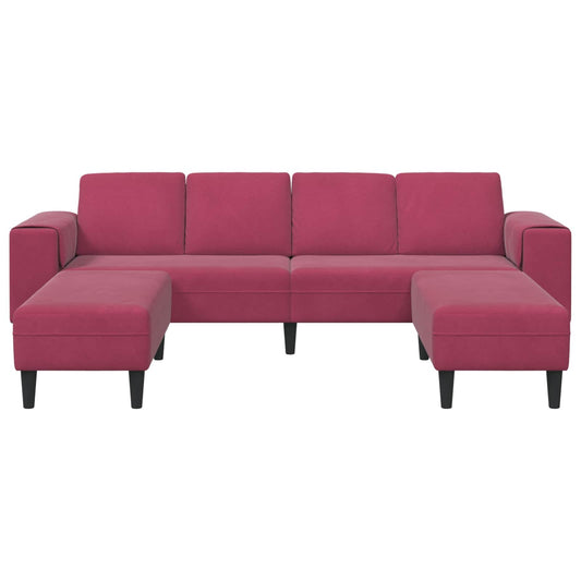 Living Room Couch 3 pcs Wine Red