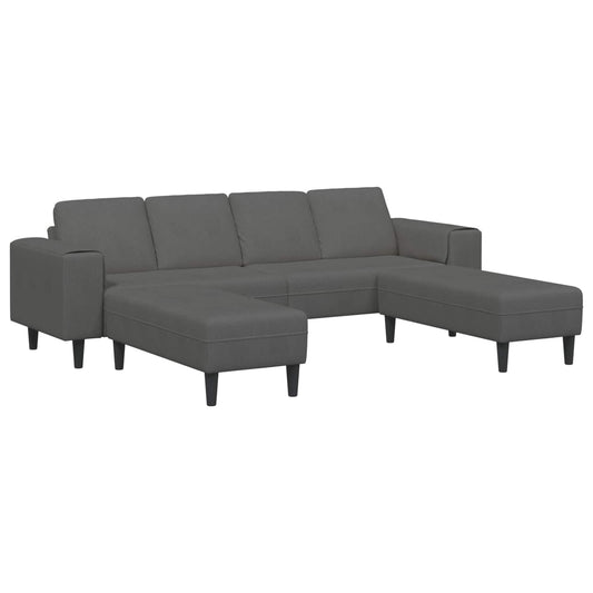 Sofa with Cushion Dark Grey 250 x 188 x 76 cm Corduroy Fabric