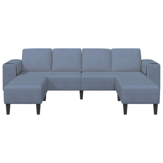 Sofa with Cushion Blue 250 x 188 x 76 cm Corduroy Fabric