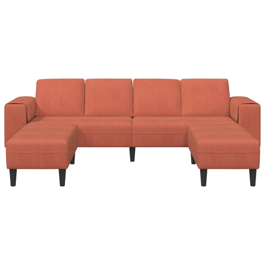 Sofa with Cushion Red Orange 250 x 188 x 76 cm Corduroy Fabric