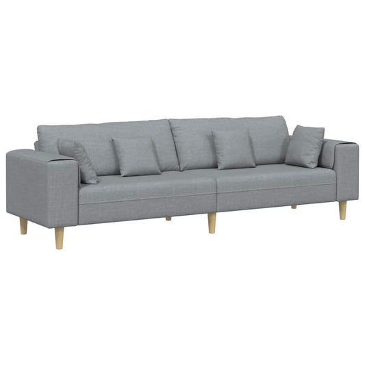 Sofa with Cushion Light Grey 250 x 77 x 76 cm Fabric