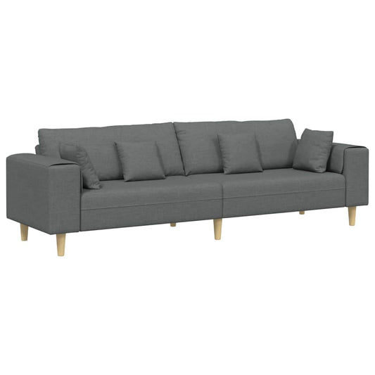 Sofa with Cushion Dark Grey 250 x 77 x 76 cm Fabric