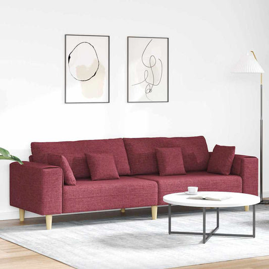 Sofa with Cushion Wine Red 250 x 77 x 76 cm Fabric