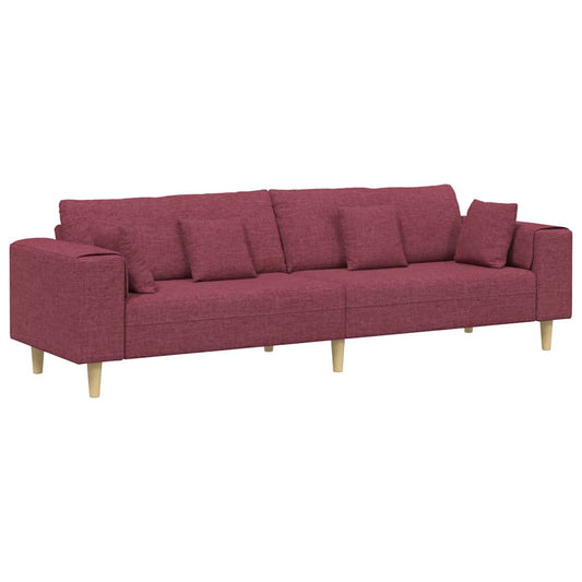 Sofa with Cushion Wine Red 250 x 77 x 76 cm Fabric