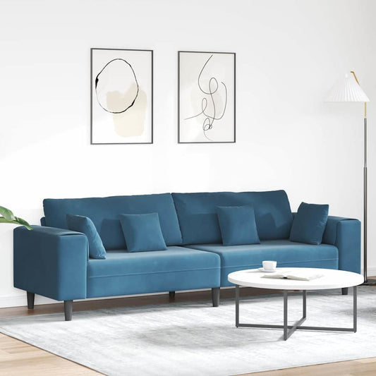 Sofa with Cushion Blue 250 x 77 x 76 cm Velvet