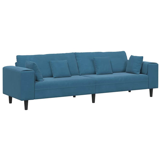 Sofa with Cushion Blue 250 x 77 x 76 cm Velvet
