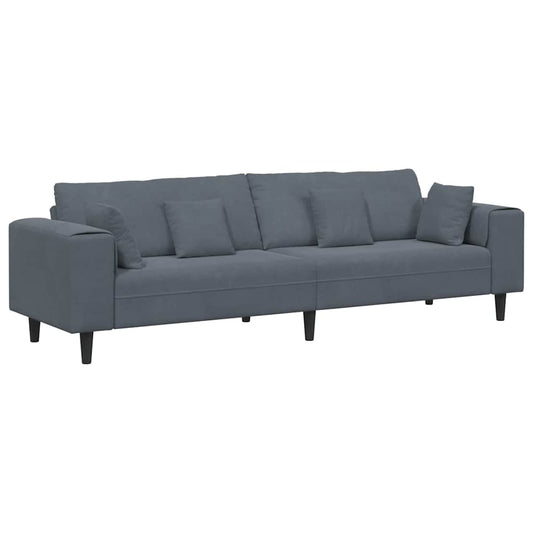 Sofa with Cushion Dark Grey 250 x 77 x 76 cm Velvet