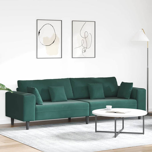 Sofa with Cushion Dark Green 250 x 77 x 76 cm Velvet