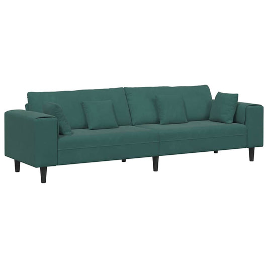 Sofa with Cushion Dark Green 250 x 77 x 76 cm Velvet