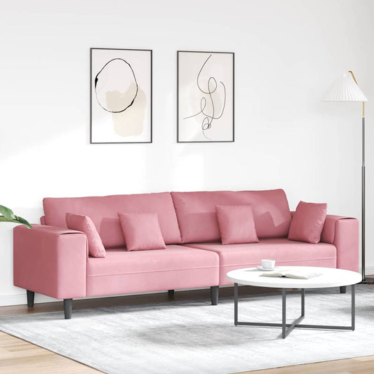 Sofa with Cushion Pink 250 x 77 x 76 cm Velvet