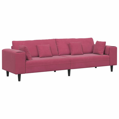 Sofa with Cushion Wine Red 250 x 77 x 76 cm Velvet