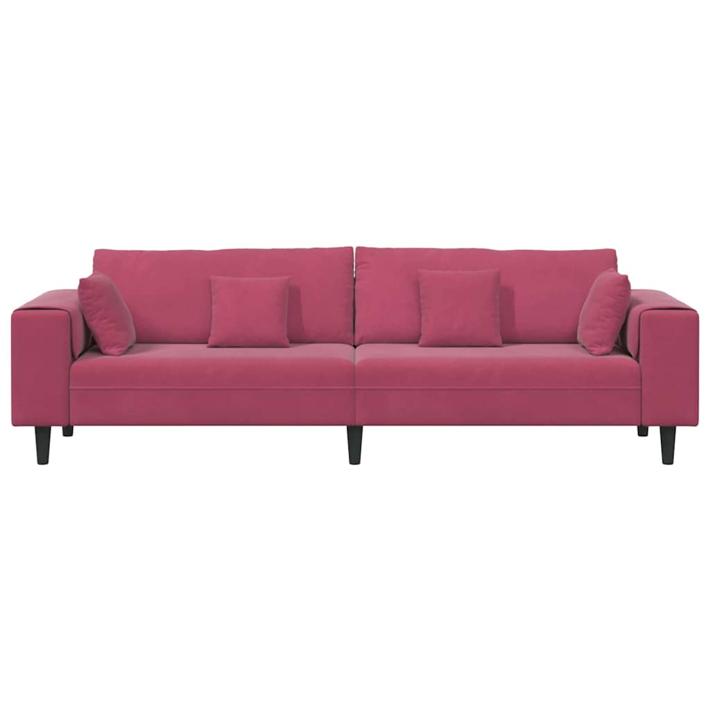 Sofa with Cushion Wine Red 250 x 77 x 76 cm Velvet