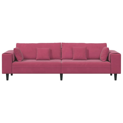 Sofa with Cushion Wine Red 250 x 77 x 76 cm Velvet