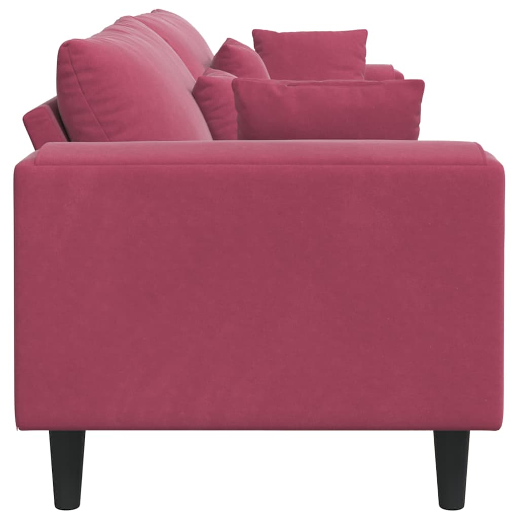 Sofa with Cushion Wine Red 250 x 77 x 76 cm Velvet