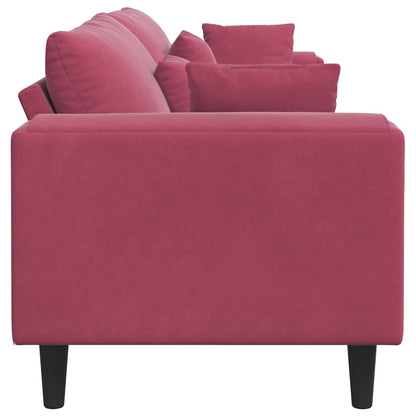 Sofa with Cushion Wine Red 250 x 77 x 76 cm Velvet