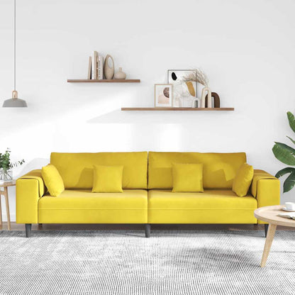 Sofa with Cushion Yellow 250 x 77 x 76 cm Velvet