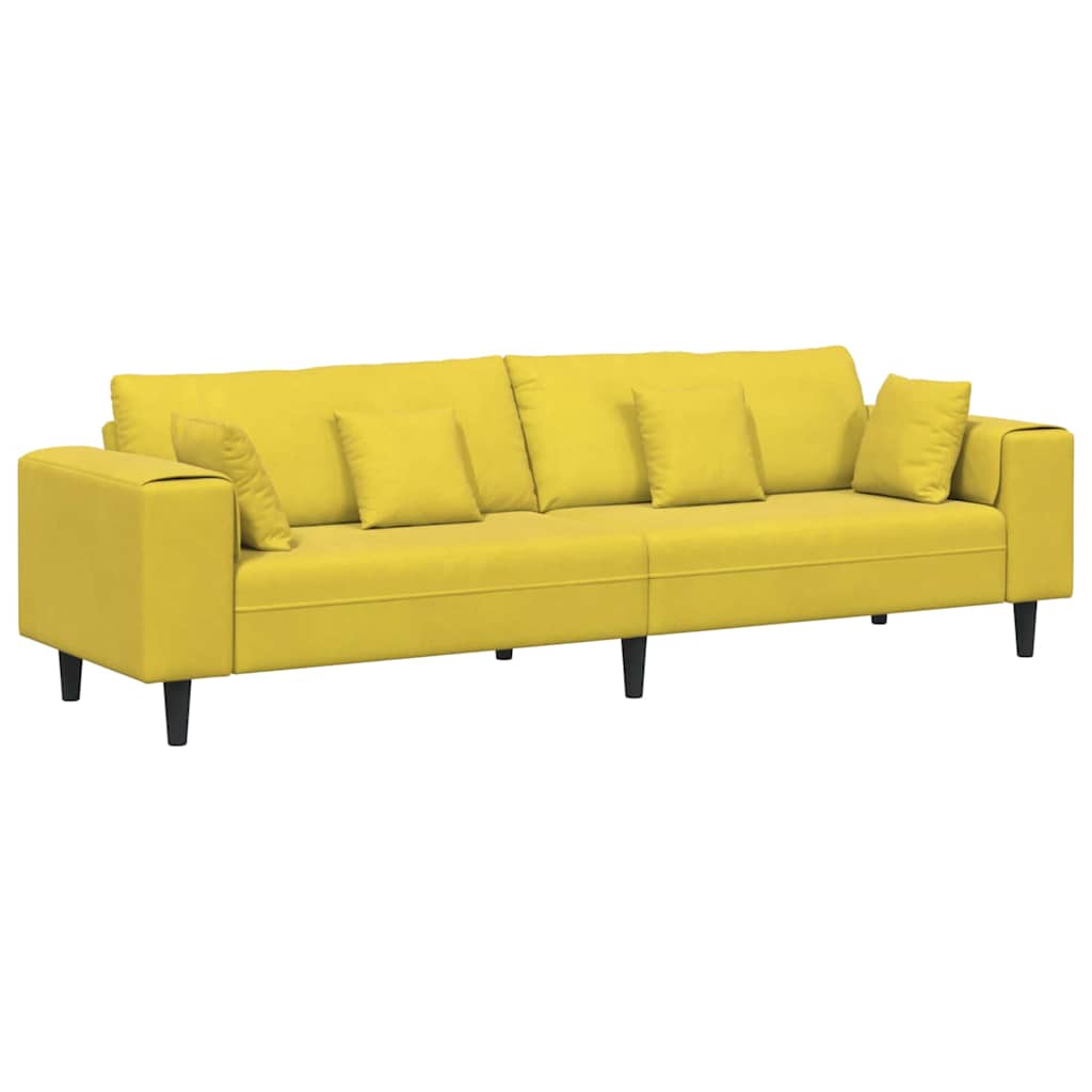 Sofa with Cushion Yellow 250 x 77 x 76 cm Velvet