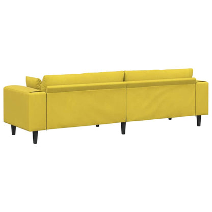Sofa with Cushion Yellow 250 x 77 x 76 cm Velvet