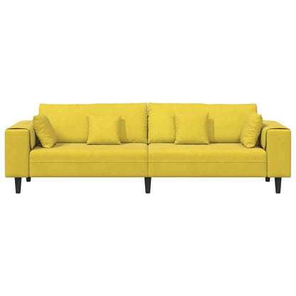 Sofa with Cushion Yellow 250 x 77 x 76 cm Velvet