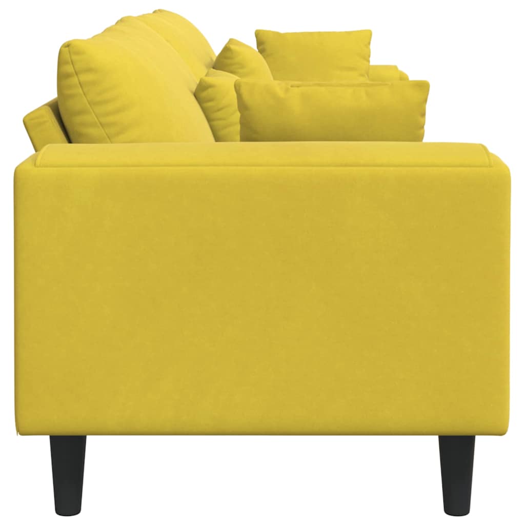 Sofa with Cushion Yellow 250 x 77 x 76 cm Velvet