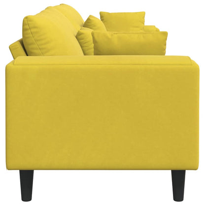 Sofa with Cushion Yellow 250 x 77 x 76 cm Velvet