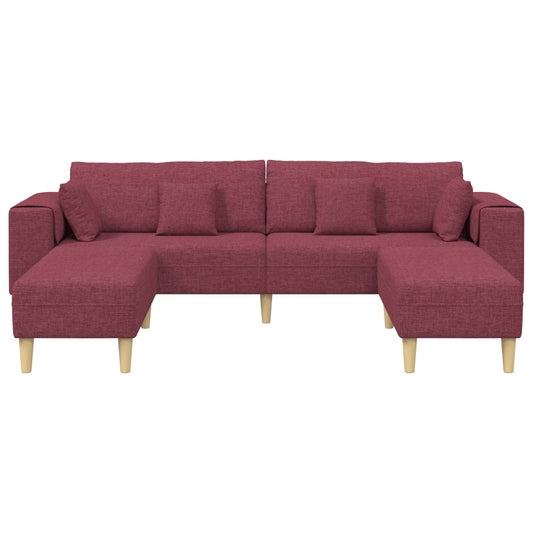 Sofa with Cushion 3 pcs Wine Red Fabric