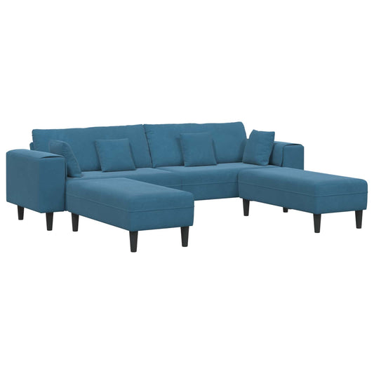Sofa with Cushion 3 pcs Blue Velvet