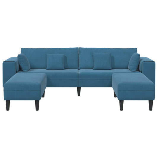 Sofa with Cushion 3 pcs Blue Velvet