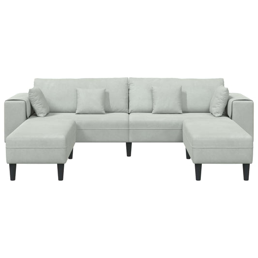 Sofa with Cushion 3 pcs Light Grey Velvet
