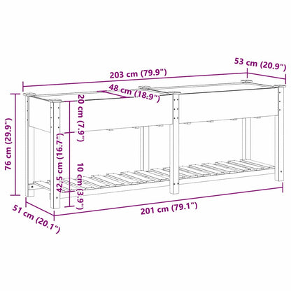 Garden Planter Beige 203 x 53 x 76.5 cm Solid Fir Wood