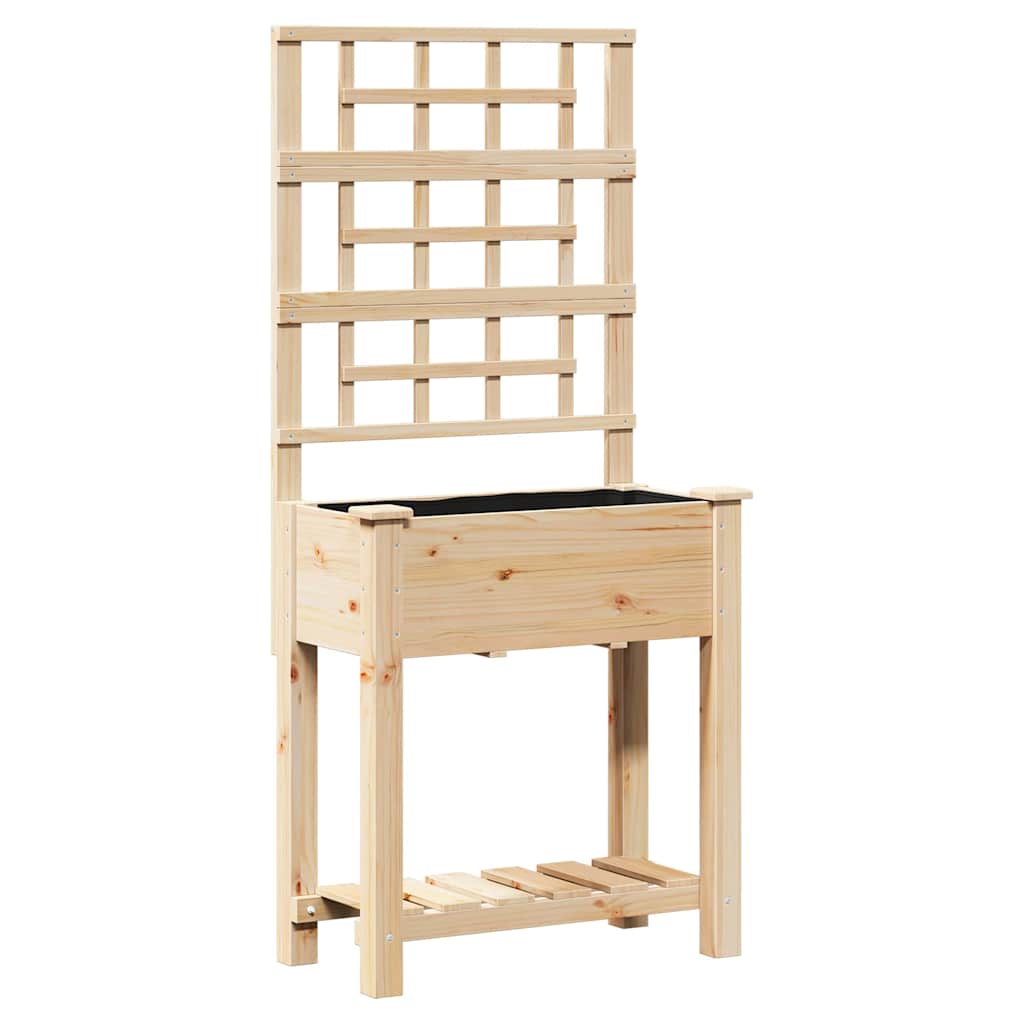 Garden Planter with Shelf Beige 71 x 38 x 152 cm Solid Fir Wood