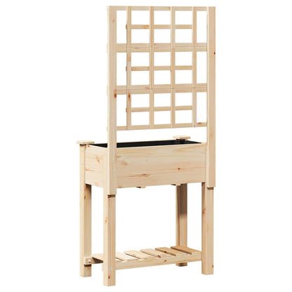 Garden Planter with Shelf Beige 71 x 38 x 152 cm Solid Fir Wood