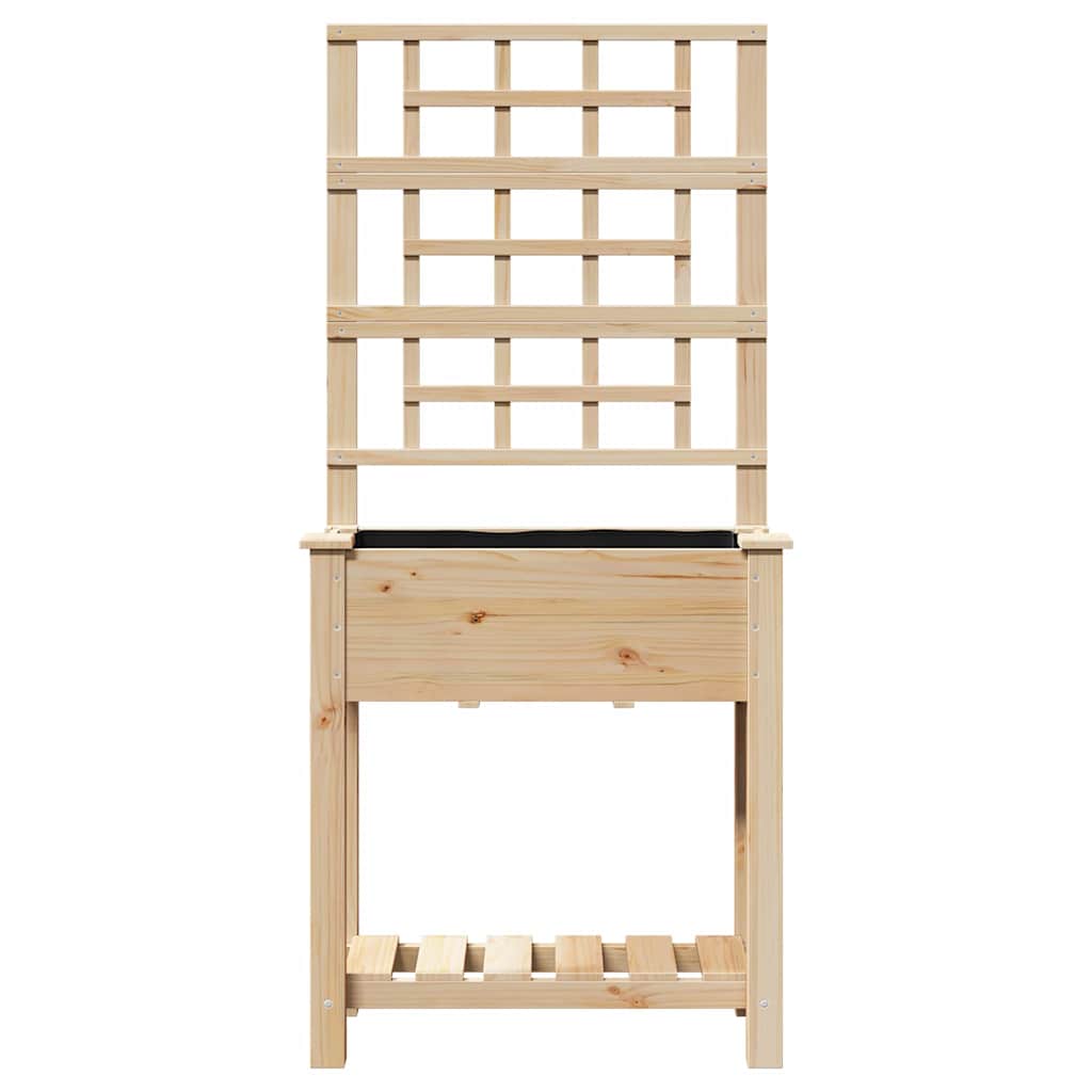 Garden Planter with Shelf Beige 71 x 38 x 152 cm Solid Fir Wood